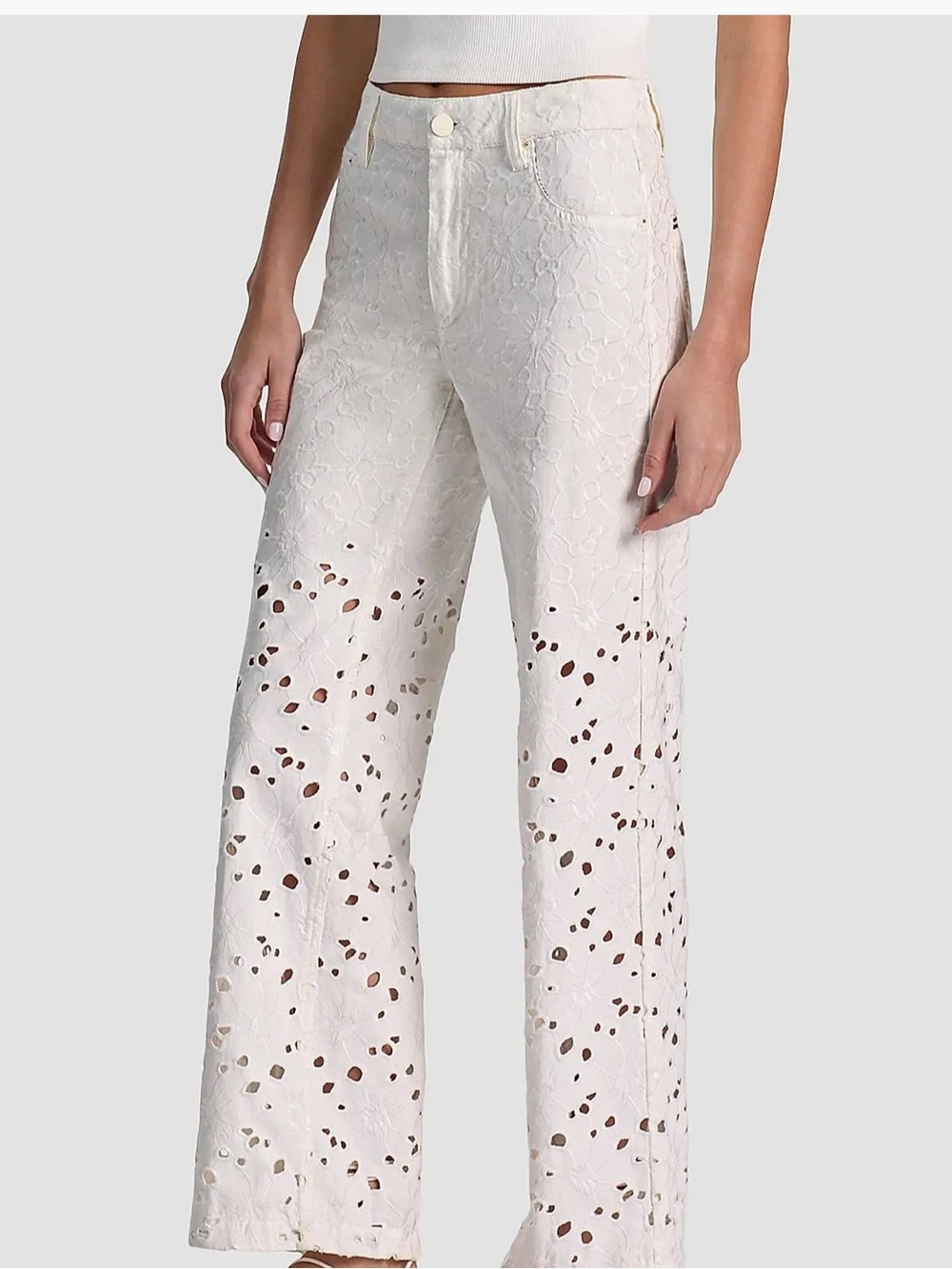 Alice + Olivia Floral Embroided High Rise Jeans